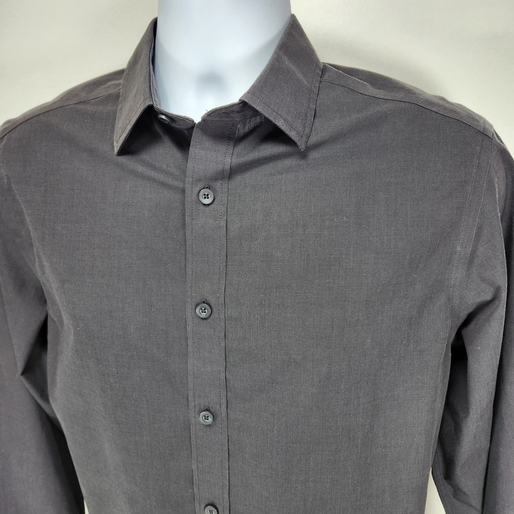 UNTUCKit Men's M Slim Fit Winkle Free Black Long Sleeve Button Shirt Black